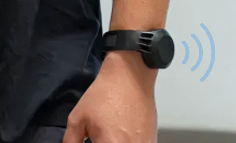 Wristband transmits to the gateway